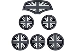 MCOAORN Mini Cooper F56 Cup Holder Mats - 6 Pcs Silicone Anti-Slip Coasters with Protective Storage Case, Shockproof Design for Bumper Protection (Gray Union Jack)