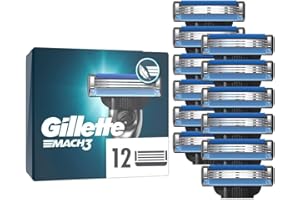 ‎GILLETTE Gillette Mach3 Rasierklingen für Männer, 12 Original Gillette Ersatzklingen, Klingen für Herren mit Gleitstreifen für ein sanftes Gleiten und Klingenbeschichtung