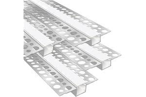 LEDLIGHTSWORLD Plaster-in LED Profile, 4 Pack 3.3ft/1M Aluminum LED Profile with Milky Diffuser for 12mm LED Strip, Trimless Plaster Aluminum Profile Channel for Ceiling and Wall