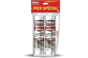 Rubson | Mastic Maison Acrylique Murs & Fenêtres (lot de 2 cartouches de 280 ml) – Mastic acrylique blanc pour intérieur & extérieur – Comble fissure, joint porte et fenêtre