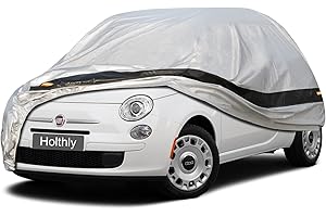 Holthly Funda Coche Exterior Impermeable, Cubre Coche de 10 Capas, Cubierta Coche Protector de Sol y Polvo, Capa para Carro Apto para Fiat 500, Abarth 595, Renault Twingo,Toyota Aygo,etc. C1 Plata