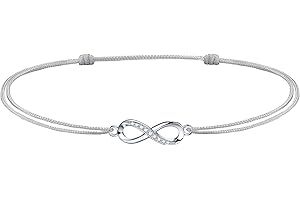 J.Endéar Infinity Anklet for Women Girls 925 Sterling Silver Rope Ankle Bracelets Handmade 34cm Adjustable Love Friendship Gift