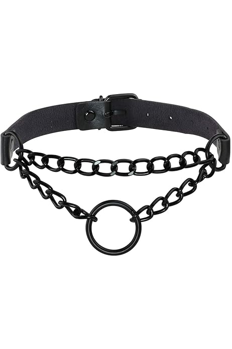 Collana E Orecchini Punk Love - Set In Lega Nera, Stile Retrò E Hip Hop, Regolabile - Foto 2