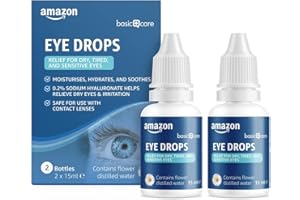 ‎AMAZON BASIC CARE Amazon Basic Care Augentropfen mit Natriumhyaluronat 0,2% und destilliertem Blütenwasser, 15 ml (2er Pack)