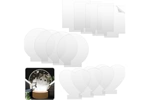 Ticeed Pannelli in Acrilico Trasparente, 12 Pezzi Base a Led per Pannello Fai da Te 2mm Foglio di Espositore LED, Rontondo, Quadrato e Cuore