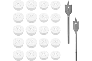 Neikafan 20 Pièces Passe Cable Caoutchouc Blanc 20mm 25mm Oeillet Passe Cable Rond Mural Pour les Meubles de Bureau Table Bureau d'Ordinateu Passe Fil Silicone avec 2Pcs Mèche Plate