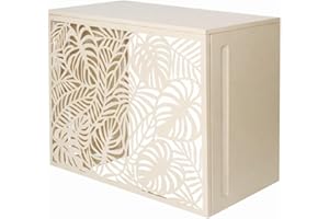 TERRE JARDIN Cache Climatiseur Exterieur 105x90x66,5 - Pompe a Chaleur Extérieur Métal - Kit Fixation Inclus - Cache Clim, Anti Intempéries, Protection, Réduction Bruit - Unité - Crème