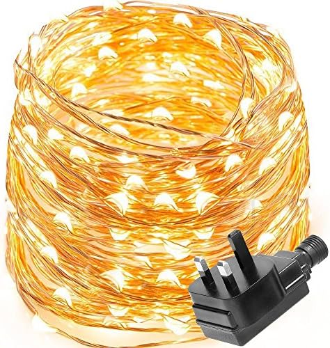 AMNA SHING Waterproof 33FT 100 LED Copper Wire Lights, Power Adapter Included, Fairy Starry String Lights, Decorative Rope Lights Firefly Lights for Christmas, Party, Wedding, Garden,(Warm White)