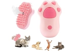 LEERMEIZI Cepillo de vapor para gatos,Cepillo vapor gato,Cepillo de vapor 3 en 1 para gatos,Cepillo para gatos con vapor,para Desenredar Nudos y Pelos Sueltos en Animale (Rosa)