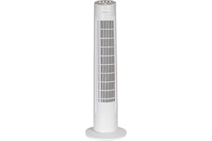 Russell Hobbs Ventilador de torre, 73,66 cm, ligero, 3 velocidades, oscilación de 75°, flujo de aire potente, silencioso, con temporizador, para hogar u oficina, blanco, RHTF2921
