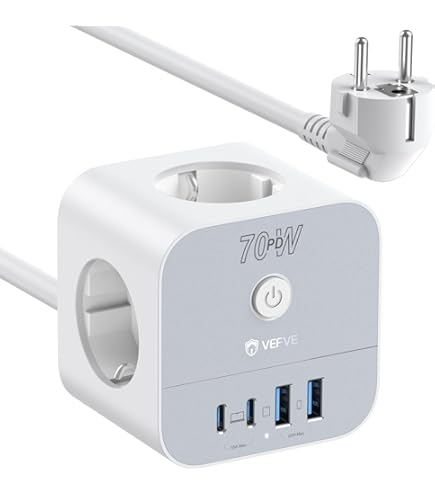 Baseus 67W Stekkerkubus, USB C Stekkerdoos GaN6 USB C Oplader 3-Voudig Stopcontact met
