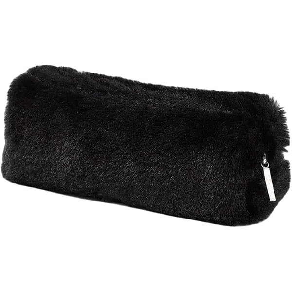2 Stück Flauschige Make-up-Taschen – Rosa & Weiß, Pelzig | 19x11x12 Cm, Mit Reißverschluss