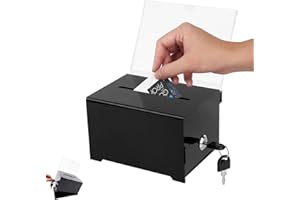 HUAMIRRA Acrylspendenbox, Empfohlene Box, Wahlurne mit Schlüssel Schloss, Spendenbox Abschließbar Acryl mit Einstecktafel, für Stimmzettel und Visitenkarten Sammeln, Schwarz