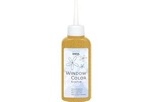 KREUL 42772 - Window Color peinture de contour, or 80 ml, pour une meilleure délimitation des motifs, pour les surfaces lisses comme le verre, les miroirs et les carreaux, Gold, 80.00 ml (Lot de 1)