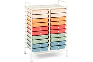 TANGZON 20 Drawers Mobile Storage Trolley, Multipurpose Rolling Cart with Lockable Wheels, Utility Trolley Unit for Home Office Organisation Stationery Beauty Salon (Colorful)