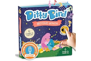DITTY BIRD Bedtime Songs Ljudbok - Bebisleksak med musik och ljud. 6 ljud knappar för att lära sig engelska. Perfekt för tvås