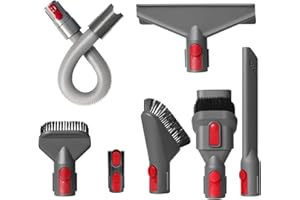 QWYTLROX 7 Pièces Accessoires pour Dyson V7, V8, V10, V11, V15 Aspirateur, Kit Brosse de Rechange Compatible avec Dyson Cyclone, Embout Flexible Extensible, Brosse Matelas, Dure et Bec Multifonction