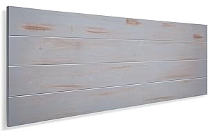 SUEÑOS ZZZ SUENOSZZZ-ESPECIALISTAS del Descanso Cabecero de Cama de Madera TREVINCA Color Gris Vintage para Pared. Cabecero de Tablas Horizontales. Estilo Vintage, para Camas de 135