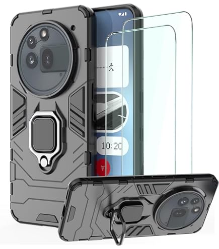 Cover Per Nothing Phone 3a Con 2 Vetri Temperati - Custodia In Silicone E PC Con Protezione Fotocamera Scorrevole E Supporto Ad Anello - Blu - 4