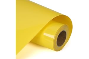 HIKENRI Rotolo in vinile per trasferimento termico, 30,5 cm x 3 m, per Cricut e Silhouette Cameo, facile da tagliare, design fai da te per magliette, vestiti, cappelli e altri tessuti, colore giallo