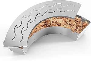 Onlyfire Curved Smoker Box with Lid for Weber 47-57cm Kettle, Kamado Joe Classic, Compatible for Large Big Green Egg and other similar charcoal kettles and ceramic grills