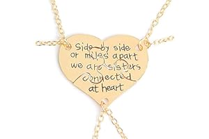 Anloo Sisters Necklace Set for 2/3 Girls, Big Sis Little Sis Middle Sis Heart Pendant Necklace Jewelry Gift