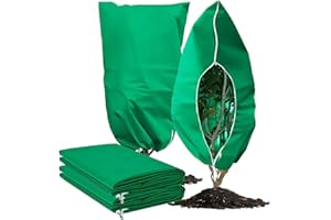 QILAOBANBOSS 2 Pack Plant Fleece Frost Protection, 120x180cm Reinforced Garden Cover 60gsm, Breathable with Zipper & Drawstring, Winter Shield for Trees, Palms, Shrubs, Protects from Frost, Birds & Insects