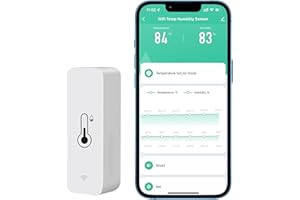 Comboss Termómetro higrómetro WiFi, sensor inalámbrico de temperatura y humedad para interiores y exteriores con alarma de notificación de aplicación remota, funciona con la aplicación Tuya(1 pieza)