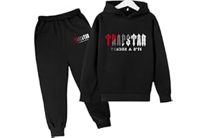 YOUPO Trapstar Kids Tracksuits, Jogging Set Hooded Jacket + Trousers Pants, Unisex with Letter Print Suit for Autumn and Winter