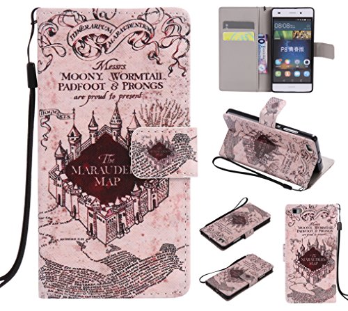 Feeltech HUAWEI P8 Lite Hülle PU-Leder und Brieftasche Bunte Muster Fall mit Magnetverschluss, Hybrid-Kickstand mit Stand-Funktion, schlagen Sie schützende weiche TPU Stoßstangenabdeckung und Kreditkartenhalter für HUAWEI P8 Lite Handgelenk Bügel-Buch-Art-Geldbeutel-Tasche mit 2 In 1 Berühren Sie Stift – Schloss - 6