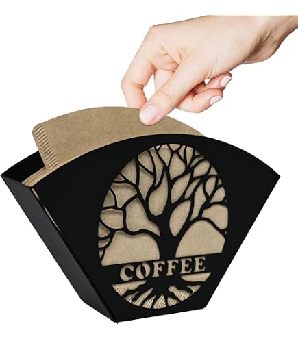 Kaffeefilter-Papier-Aufbewahrungsbox, 14 x 14 x 5,8 cm, Kaffeefilterhalter, Spender, gegen Staub, Schmutz und Feuchtigkeit für Ihre Filterpapiere, Große Kapazität, Für Bars,Café(schwarze Aluminiumbox) Küche, Haushalt & Wohnen