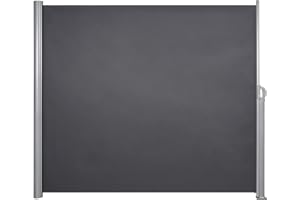 home&Trends Aluminium Side Awning 160 x 300 cm - Anthracite, Aluminium, Extendable Privacy Screen Awnings 280 g/m² Polyester, Wind Protection & Sun Protection for Balcony, Garden, Patio