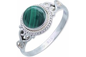 mantraroma Anello in argento 925 BAGHIMI rotondo con pietra preziosa