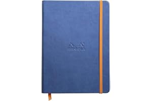 RHODIA 118748C - Carnet Rigide Saphir - A5 14,8 x 21 cm - Ligné - 192 pages - Papier Clairefontaine Ivoire 90 g/m² - Marque-Page, Fermeture Élastique - Couverture Simili Cuir - Collection Rhodiarama