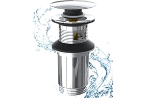 Hibbent Piletta click clack con troppopieno, Universale Scarico Lavello Bagno G1/4" Scarico Lavello, Scarico Ottone Cromato per Tappo Scarico Lavello.