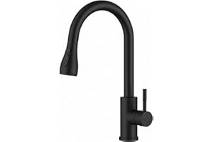 MELTA. Robinet Cuisine Douchette Extractible Pivotant 360° – Mitigeur Cuisine Évier Arc Élevé en Acier Inoxydable, Robinet Flexible avec 3 Modes Jet, Tête Pulvérisation Extractible (NOIR MAT)
