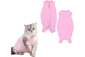 SUCHOOW Cat Recovery Suit for Spay Abdominal Wounds,Cat Recovery Suit After Surgery,Breathable E-Collar Alternative for Cats,Cat Onesie After Surgery Wear Anti Licking,Soft Fabric Onesies for Cats (Pink, S)
