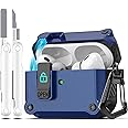 R-fun Compatible with AirPods Pro 2nd Generation 2023(USB-C),2022(Lightning Cable),1st Gen 2019 Charging Case, Full Drop Protection Auto Pop-Up Lid Design with Cleaner Kit,Blue