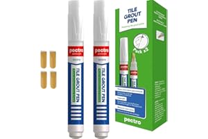 PECTRO Stylo à Joint Carralage Blanc 8ml PACK x 2 unités | Marqueur pour Joints de Carrelage de Salle de Bain et de Cuisine | Rénovateur de Coulis Blanc | Blanchisseur