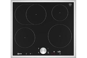 ‎NEFF NEFF T56STF1L0 N90, Induktionskochfeld 60 cm, autarkes Glaskeramik-Kochfeld, Twist Pad, Smart Hood Automatic - Intelligente Abzugsautomatik, Powerstufe, Home Connect, Edelstahlrahmen, Schwarz