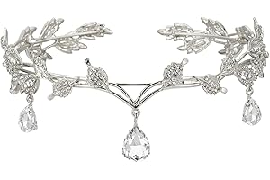 FAINCA Elfo Corona di Cristallo, Verde Strass Tiara, Diadema di Retrò, Principessa Sposa Corona di Cristalli, Tiara Elfica per Cosplay, Matrimoni, Feste Anime ed Eventi Carnevale