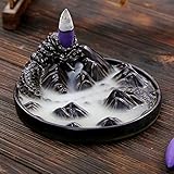 Cerámica pebetero quemador de incienso de reflujo de humo Dragon soporte + 10 conos..., cerámica, marrón oscuro, 12.3 x 5.3