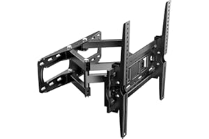 JXMTSPW Full Motion TV Wall Bracket for 32-65 Inch Curved Flat Screens TVs,Swivel Wall Mount Max VESA 400x400mm Holds up to 45kg,Adjustable Up and Down Tilt Extends Double Arms Wall Mount TV Bracket