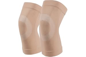 YELOUMISS Genouillère Sport Genouillère Rotulienne et Ligamentaire Genouillère Arthrose Genou Compression Respirant Pour Récupération Après une Blessure, Sport, Course à Pied, Unisexe 2 pièces (XL, beige)