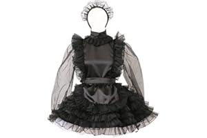 GOceBaby Women Sissy Maid Black Organza See Though Lockable Dress Costume