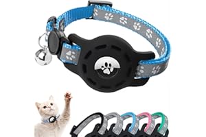 JEYORZY 1 pcs Riflettente Collare Gatti, Accessori Gatto Compatibile con Air-tag, Collare Air-tag Gatto con Fibbia di Sicurezza per Gattini e Cani di Piccola Taglia, Air-tag GPS non Incluso, Azzurro