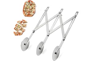WAILICOP Tagliapasta, tagliapizza Regolabile, rotelline in Acciaio Inox, 3 rotelline da Taglio, Coltello Pizza Tondo, Coltello Pasticceria Torta (3 wheel)