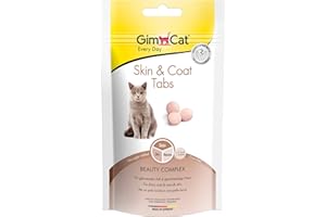 GimCat Skin & Coat Tabs - Snack fonctionnel pour chats, favorise un pelage et une peau en bonne santé - Lot de 8 (8 à 40 g)