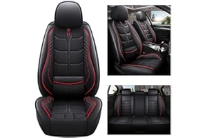 maiqiken Funda de asiento de coche para Mitsubishi Lancer, juego completo de 5 plazas, uso en todo tipo de climas, funda de asiento de piel, color negro y rojo