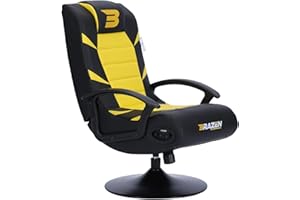 BraZen Pride 2.1 Gaming Chair for Kids Children Teenager with Foldable Seat Bluetooth Speaker and Pedestal Base - Yellow